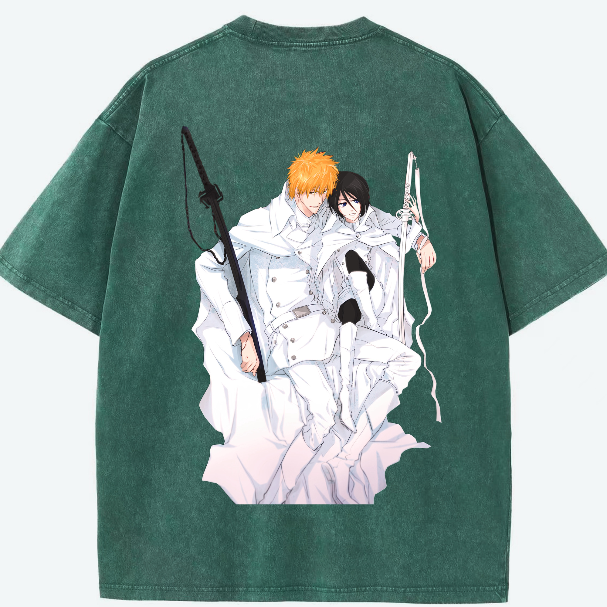 （画像用） ブリーチ 黒崎一護（くろさき いちご）BLEACH Kurosaki Ichigo 綿100% ヴィンテージ風 半袖Tシャツ（背面プリント）